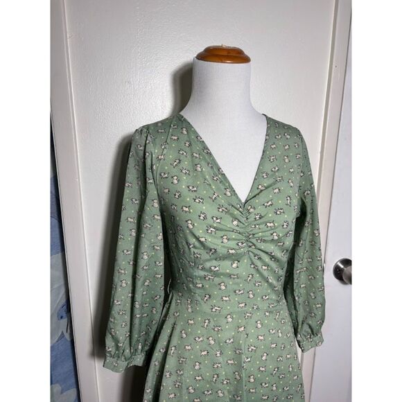 Moon Collection Dress Cat Print Mint Green Keyhole back Twee Kitten Retro Small - Picture 3 of 7